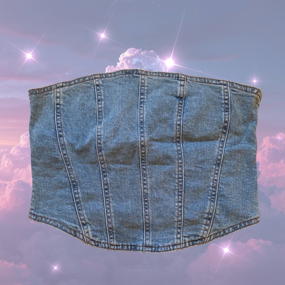 Ardene Denim Corset Crop Top - Blue